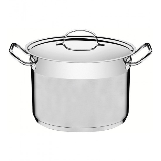 Caldeirão 24cm 7,8 Litros Professional Em Aço Inox Tramontina Fundo Triplo Com Tampa Plana Detalhe Satinado